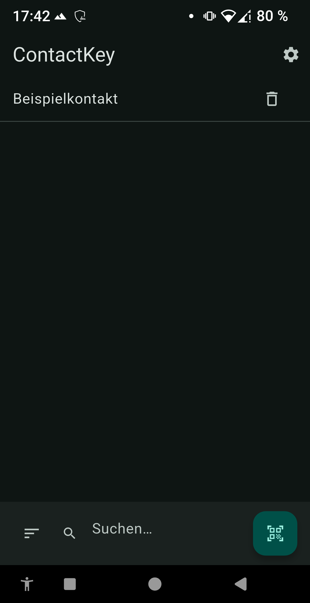 Startseite mit Hinweistext und großem Scan-Symbol unten rechts